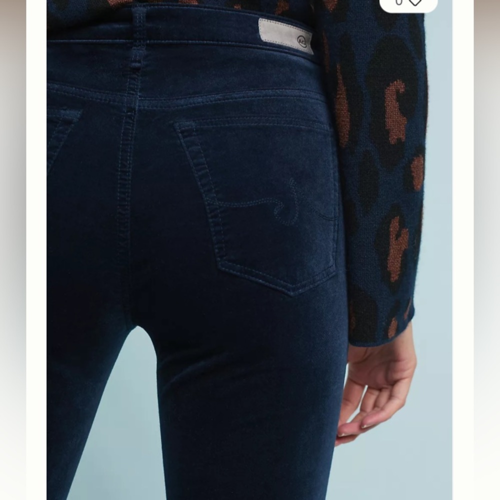 AG the Stevie mid rise velvet skinny ankle jeans